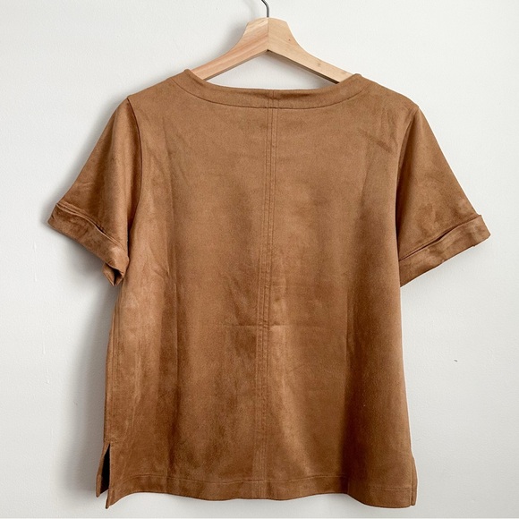 Banana Republic tan faux suede crew neck top - Picture 2 of 8